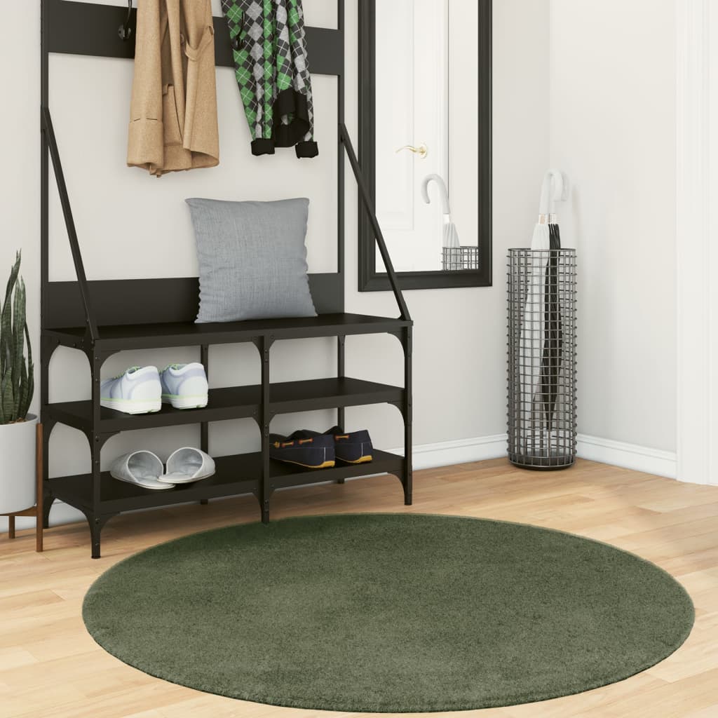 Rug HUARTE Short Pile Soft and Washable Forest Green Ø 120 cm