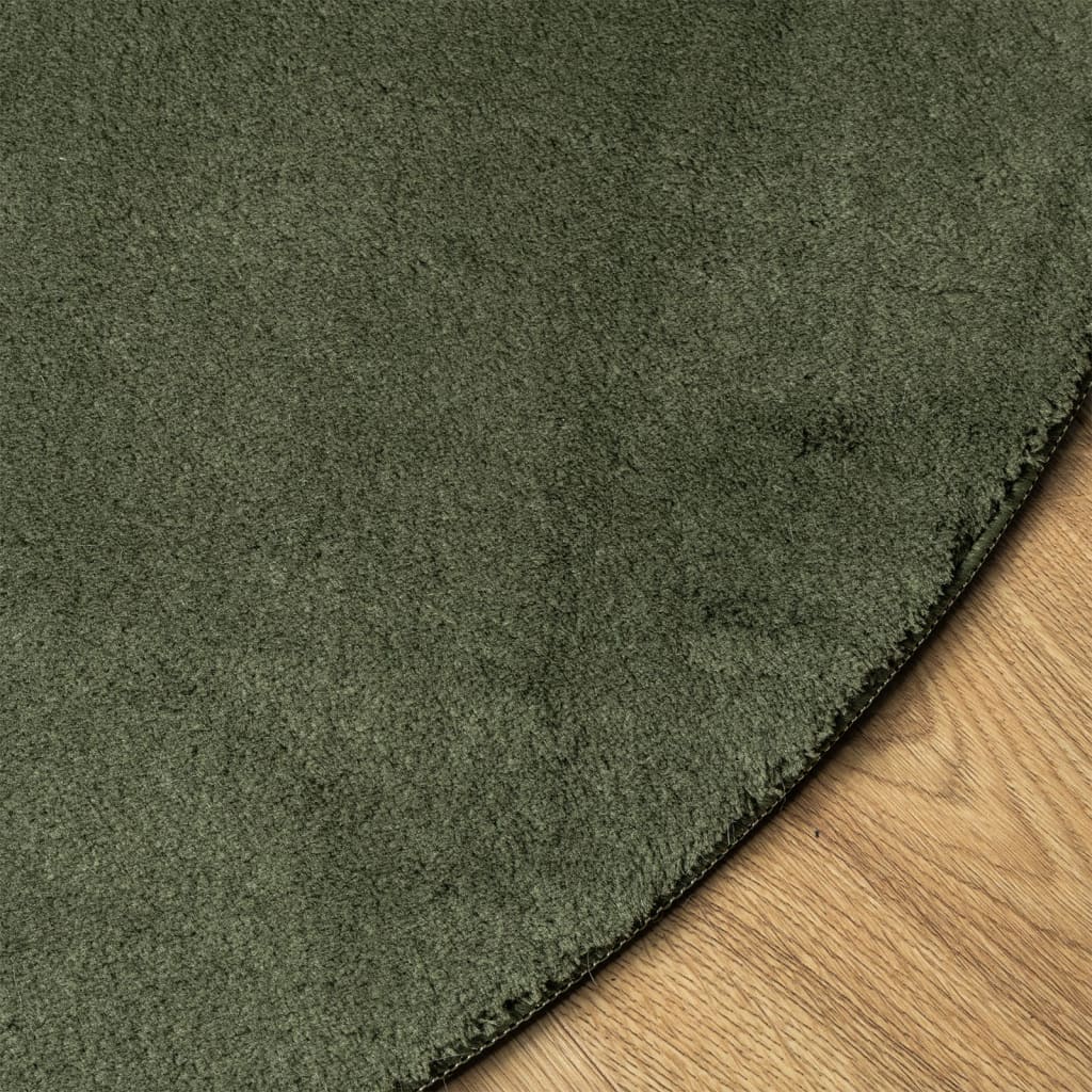 Rug HUARTE Short Pile Soft and Washable Forest Green Ø 160 cm