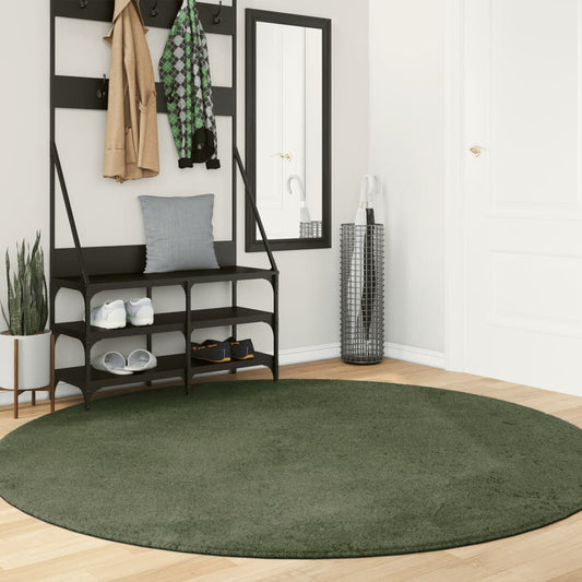 Rug HUARTE Short Pile Soft and Washable Forest Green Ø 200 cm