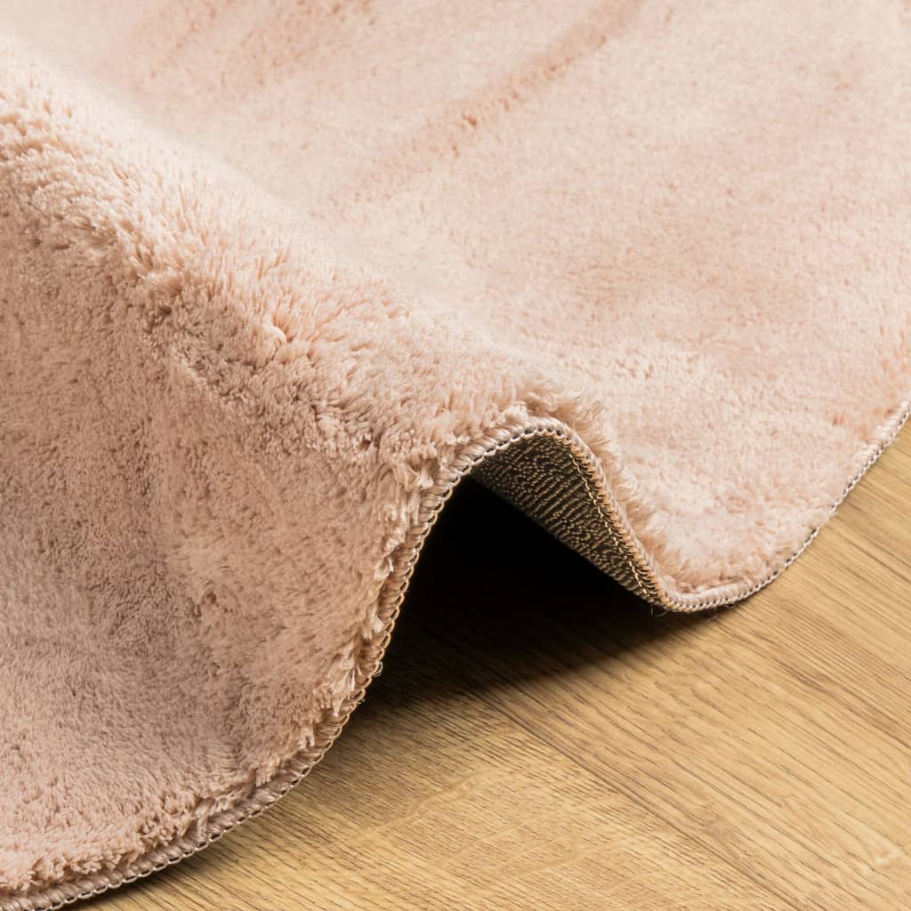 Rug HUARTE Short Pile Soft and Washable Blush Ø 160 cm