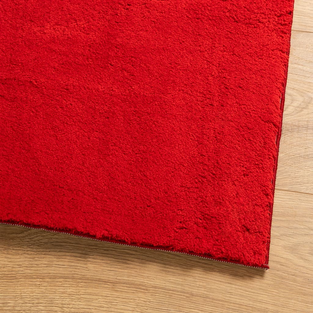 Rug HUARTE Short Pile Soft and Washable Red 200x200 cm