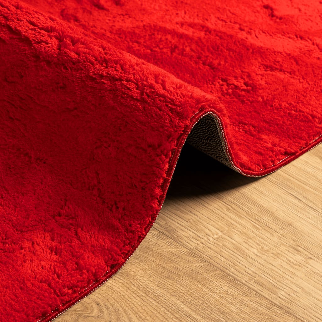 Rug HUARTE Short Pile Soft and Washable Red 200x200 cm