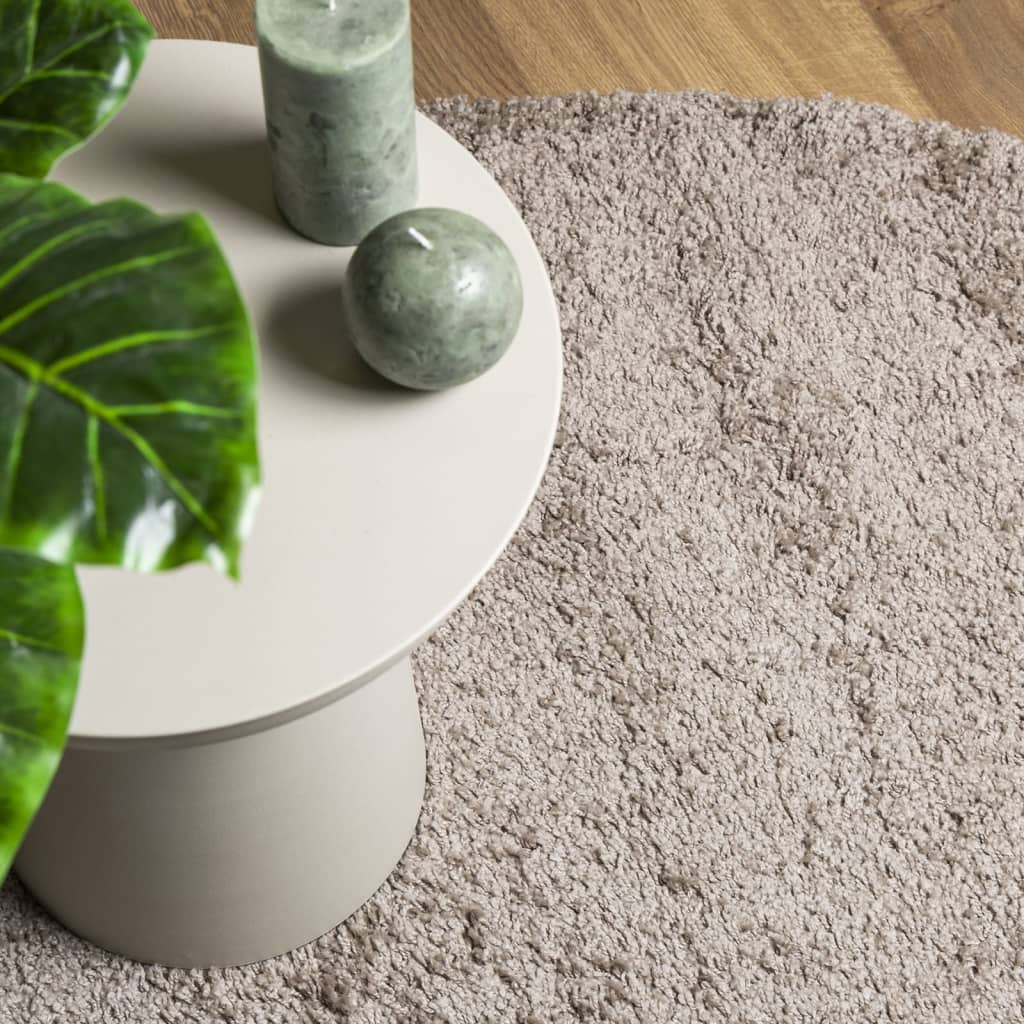 Shaggy Rug PAMPLONA High Pile Modern Beige Ø 80 cm