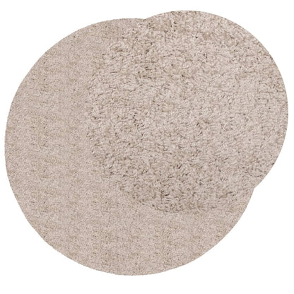 Shaggy Rug PAMPLONA High Pile Modern Beige Ø 200 cm