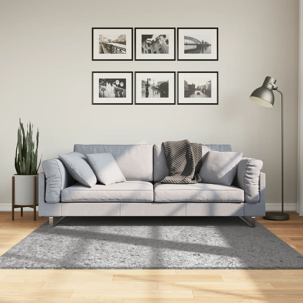 Shaggy Rug PAMPLONA High Pile Modern Grey 160x160 cm