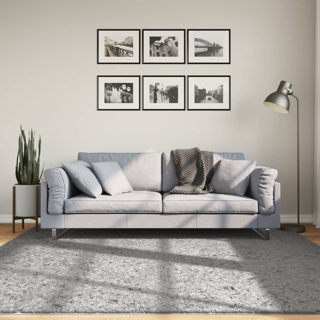 Shaggy Rug PAMPLONA High Pile Modern Grey 200x200 cm