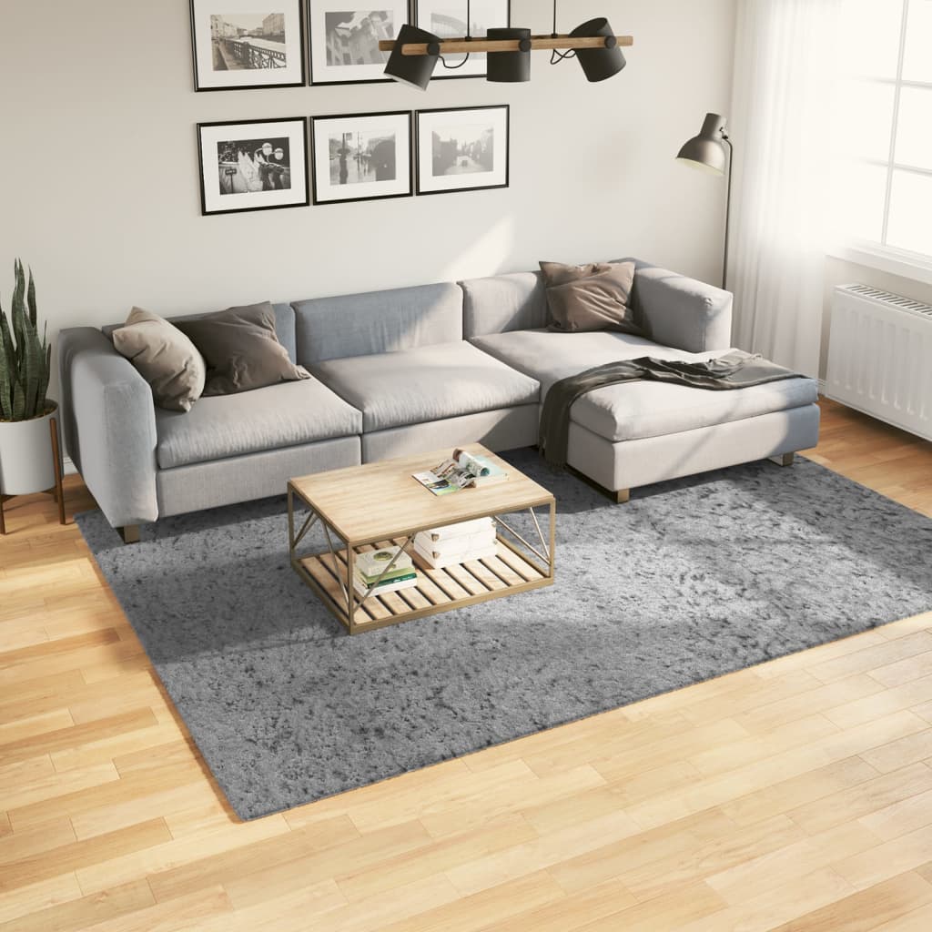 Shaggy Rug PAMPLONA High Pile Modern Grey 200x280 cm