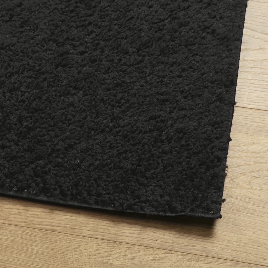 Shaggy Rug PAMPLONA High Pile Modern Black 60x110 cm