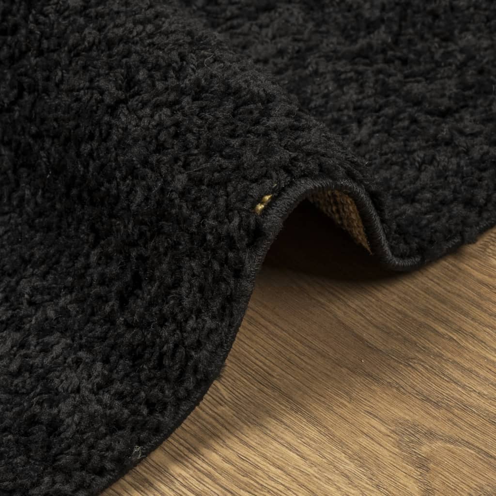 Shaggy Rug PAMPLONA High Pile Modern Black 60x110 cm