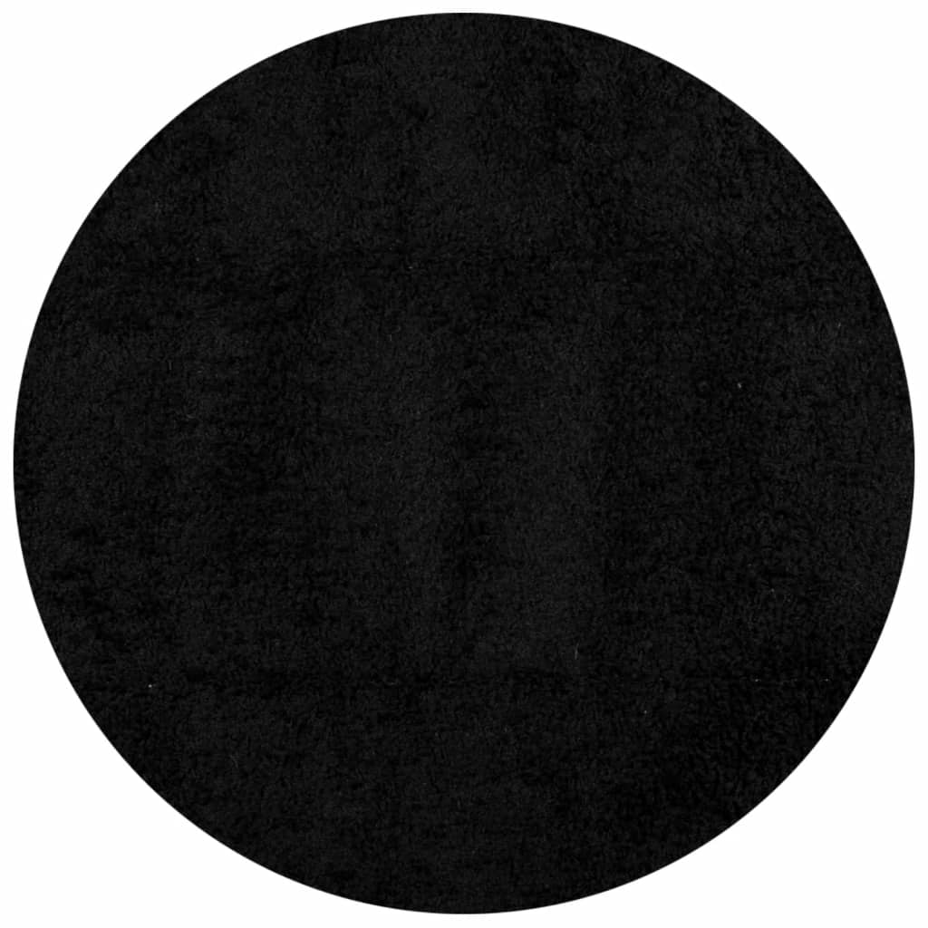 Shaggy Rug PAMPLONA High Pile Modern Black Ø 80 cm