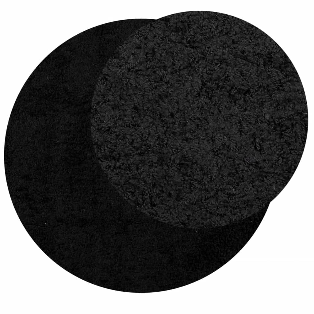 Shaggy Rug PAMPLONA High Pile Modern Black Ø 280 cm