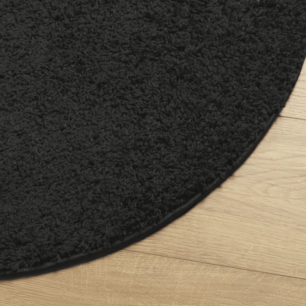 Shaggy Rug PAMPLONA High Pile Modern Black Ø 280 cm