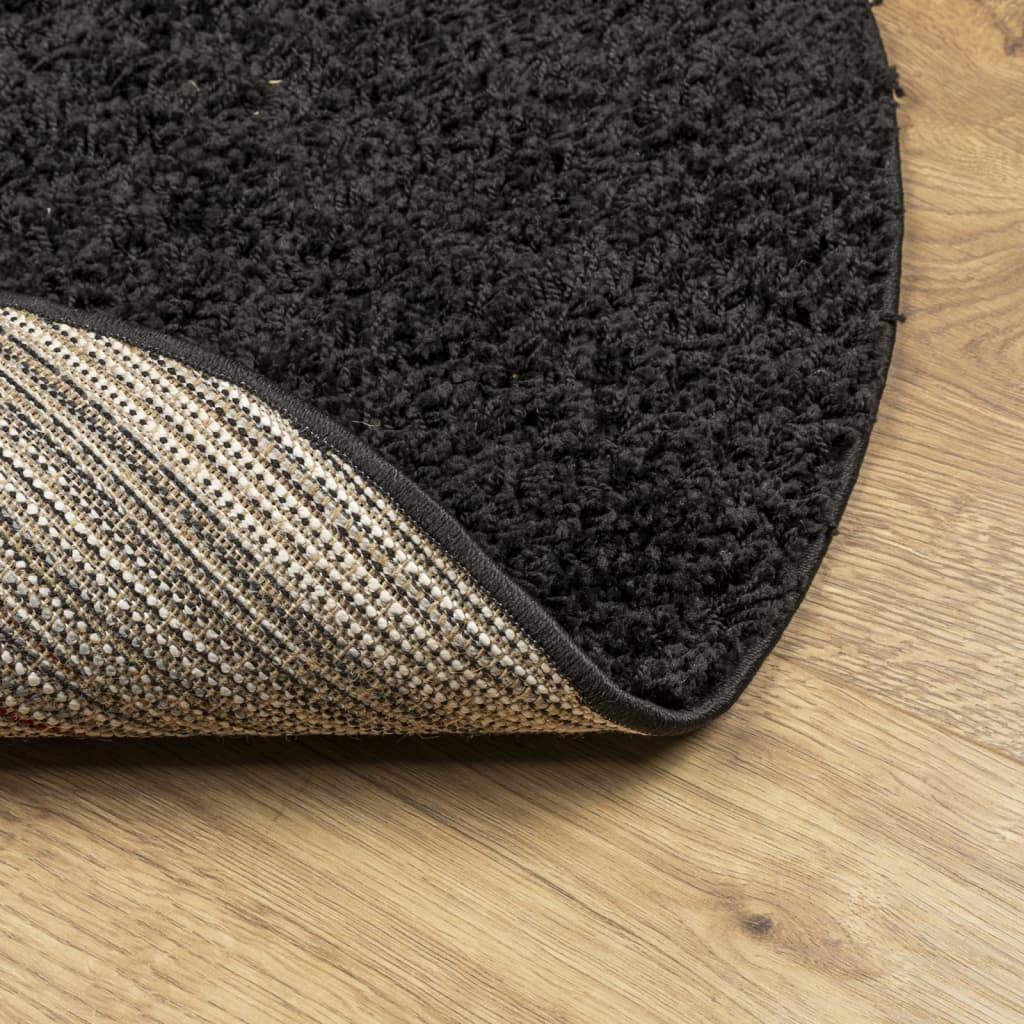 Shaggy Rug PAMPLONA High Pile Modern Black Ø 280 cm