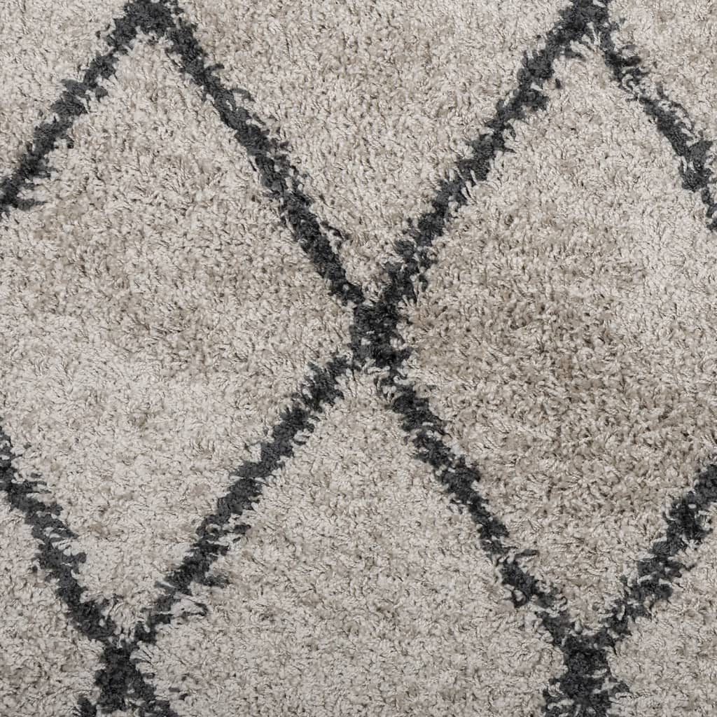 Shaggy Rug PAMPLONA High Pile Modern Beige and Anthracite Ø 100 cm