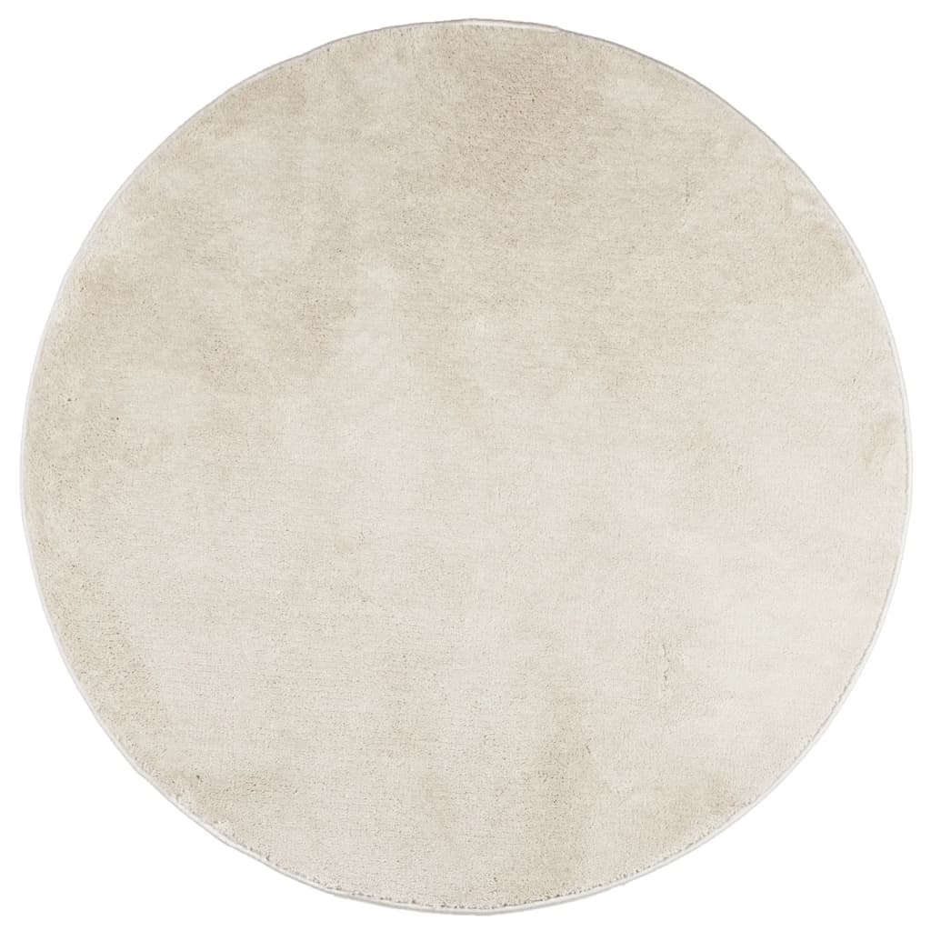 Rug OVIEDO Short Pile Beige Ø 100 cm