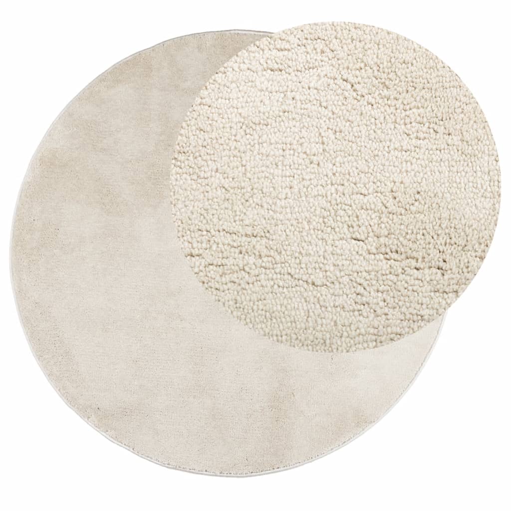 Rug OVIEDO Short Pile Beige Ø 100 cm