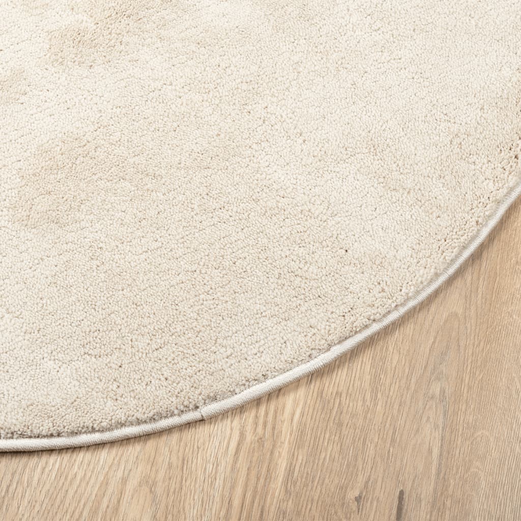 Rug OVIEDO Short Pile Beige Ø 100 cm