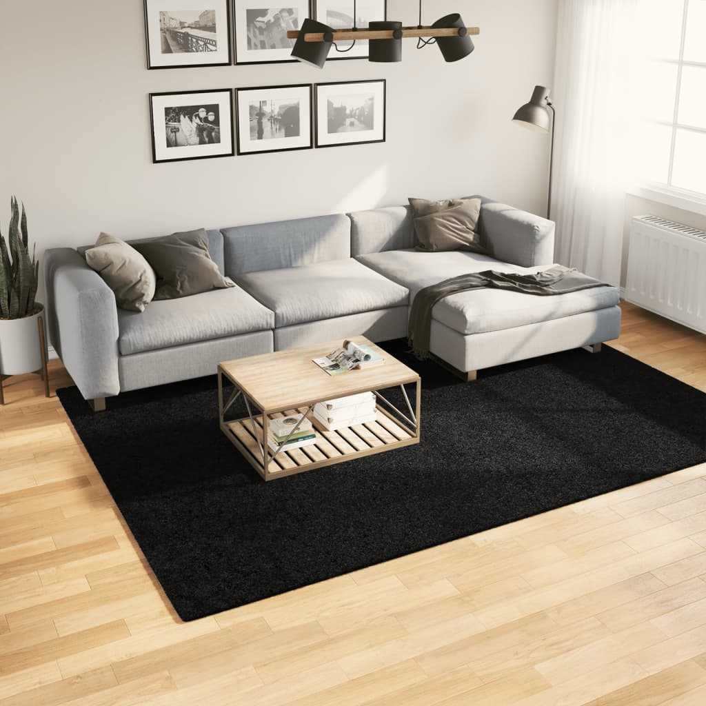 Rug OVIEDO Short Pile Black 200x280 cm