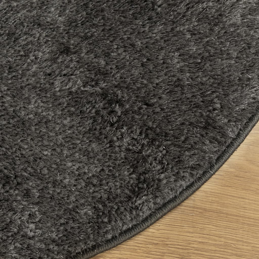 Rug ISTAN High Pile Shiny Look Anthracite Ø 160 cm