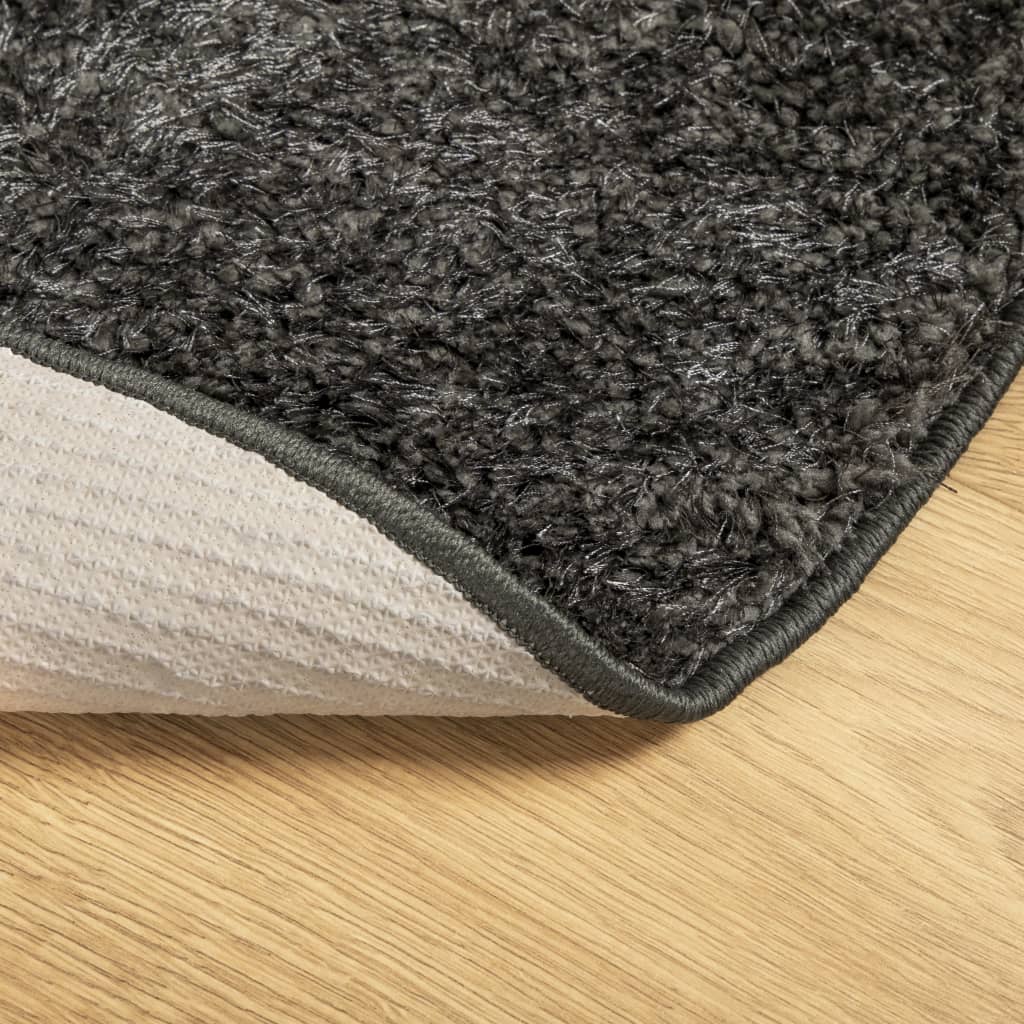 Rug ISTAN High Pile Shiny Look Anthracite Ø 160 cm