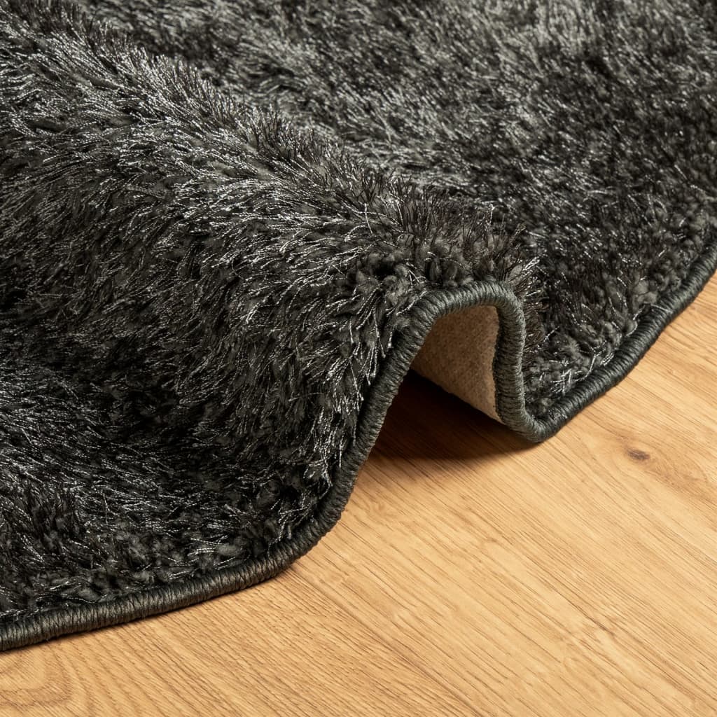 Rug ISTAN High Pile Shiny Look Anthracite Ø 160 cm