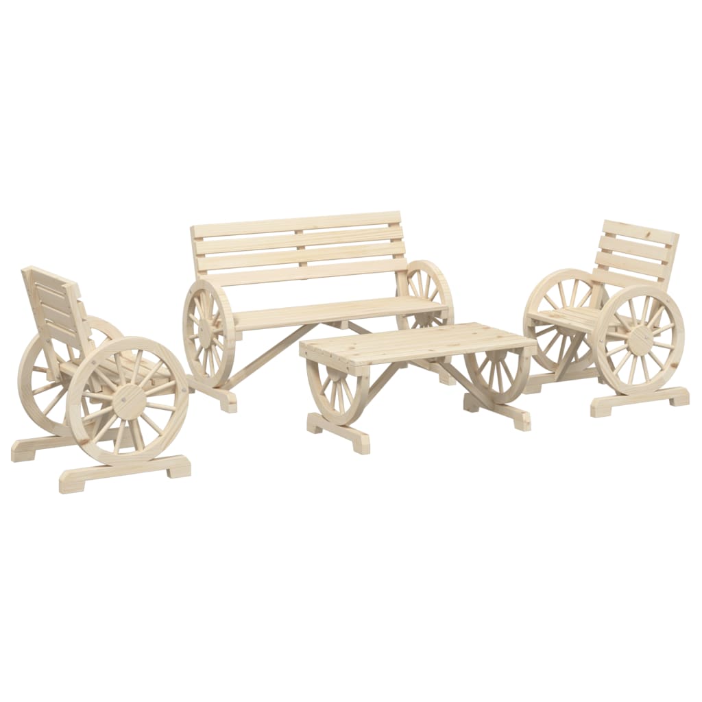 4 Piece Garden Lounge Set Solid Wood Fir