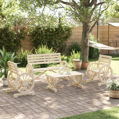 4 Piece Garden Lounge Set Solid Wood Fir