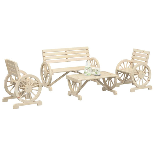 4 Piece Garden Lounge Set Solid Wood Fir