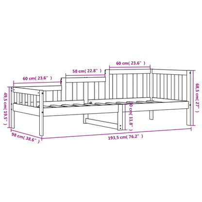 Day Bed without Mattress  90x190 cm Single Solid Wood Pine