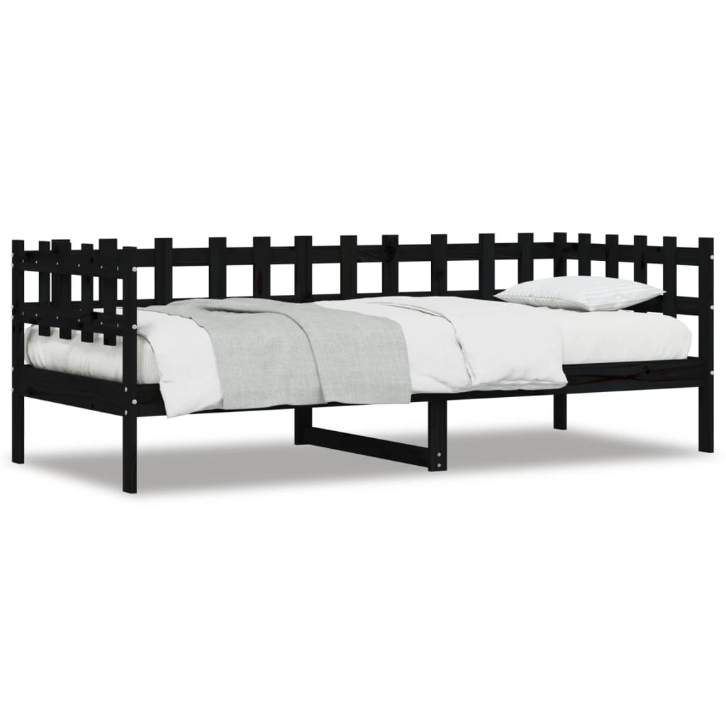 Day Bed without Mattress Black 90x190 cm Single Solid Wood Pine