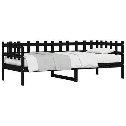 Day Bed without Mattress Black 90x190 cm Single Solid Wood Pine