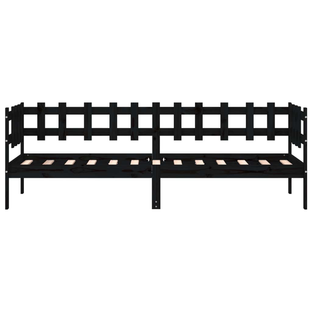 Day Bed without Mattress Black 90x190 cm Single Solid Wood Pine