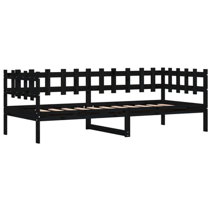 Day Bed without Mattress Black 90x190 cm Single Solid Wood Pine