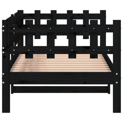 Day Bed without Mattress Black 90x190 cm Single Solid Wood Pine