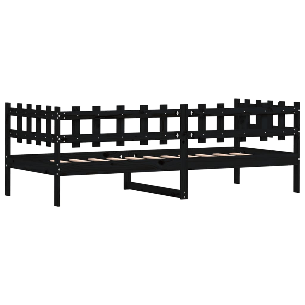 Day Bed without Mattress Black 90x190 cm Single Solid Wood Pine