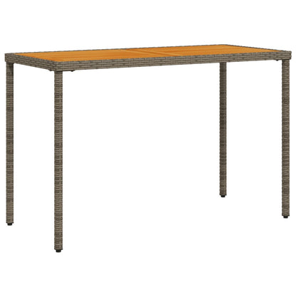 Garden Table with Acacia Wood Top Grey 115x54x74 cm Poly Rattan