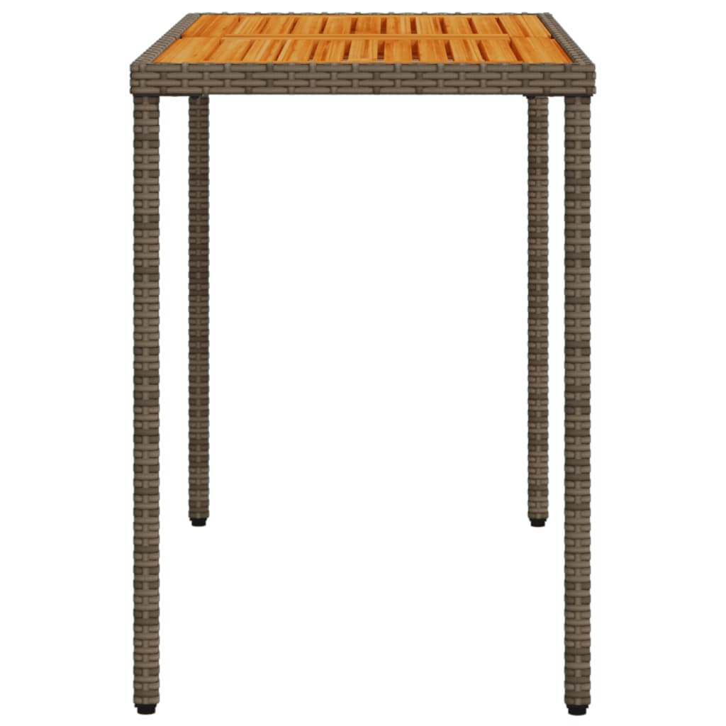 Garden Table with Acacia Wood Top Grey 115x54x74 cm Poly Rattan