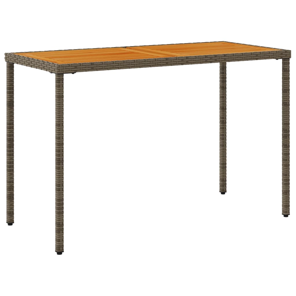 Garden Table with Acacia Wood Top Grey 115x54x74 cm Poly Rattan