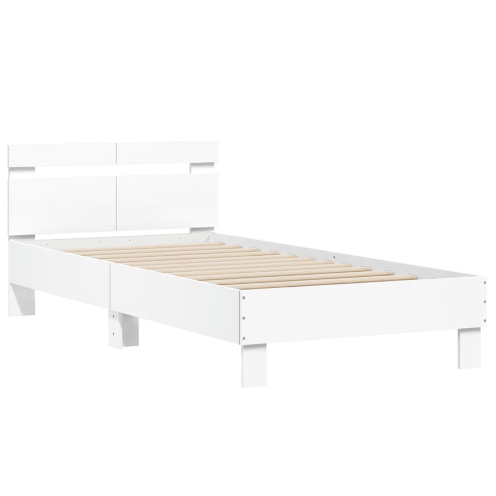 Bed Frame with Headboard White 100x200 cm Engineered wood