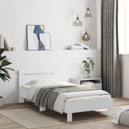 Bed Frame with Headboard White 100x200 cm Engineered wood