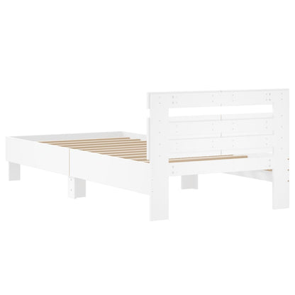 Bed Frame with Headboard White 100x200 cm Engineered wood