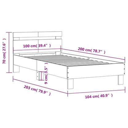 Bed Frame with Headboard White 100x200 cm Engineered wood