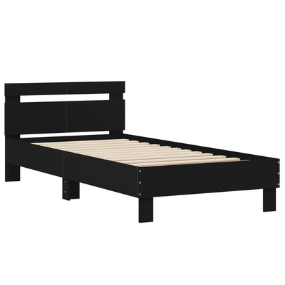 Bed Frame with Headboard Black 100x200 cm Engineered wood