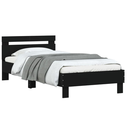 Bed Frame with Headboard Black 100x200 cm Engineered wood