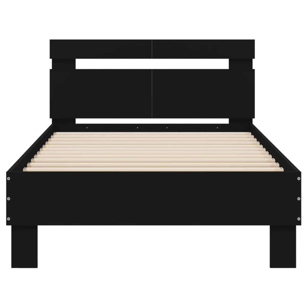 Bed Frame with Headboard Black 100x200 cm Engineered wood