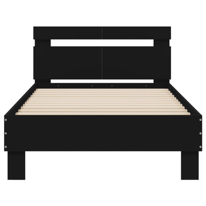 Bed Frame with Headboard Black 100x200 cm Engineered wood