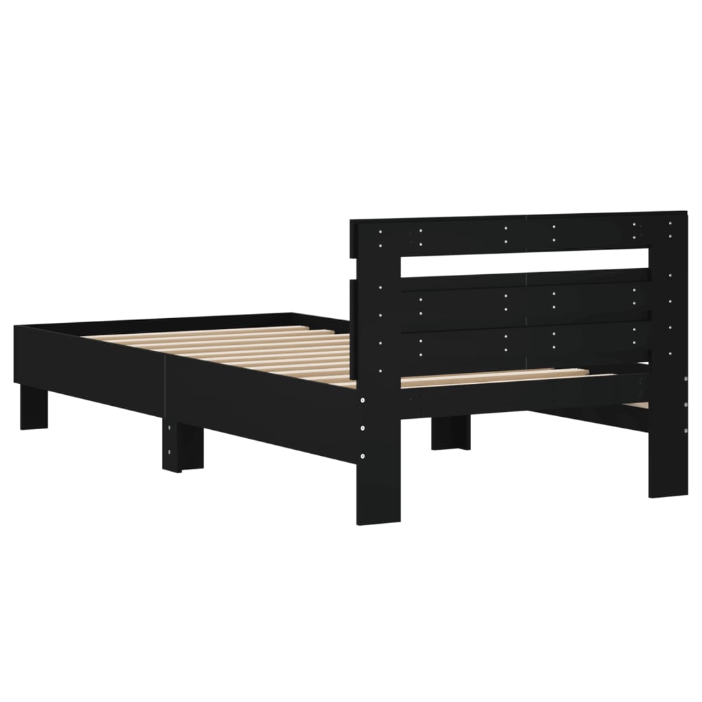 Bed Frame with Headboard Black 100x200 cm Engineered wood