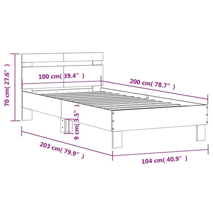 Bed Frame with Headboard Black 100x200 cm Engineered wood