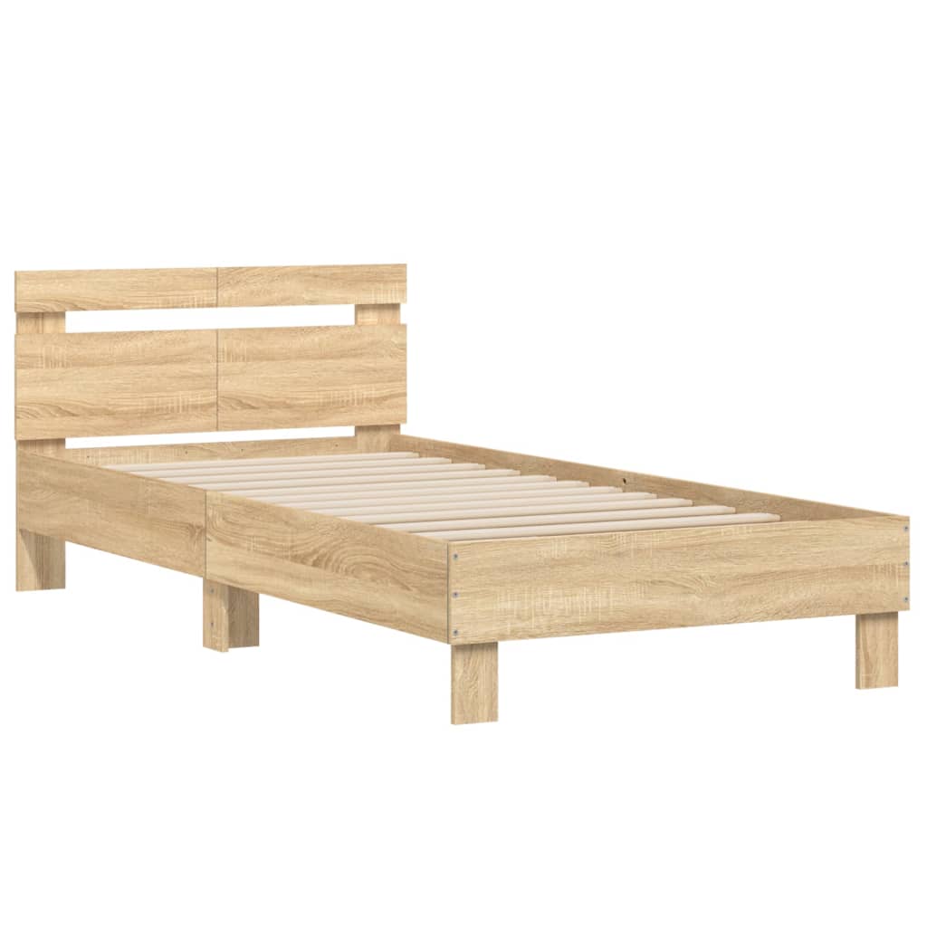 Bed Frame with Headboard Sonoma Oak 100x200 cm Engineered wood