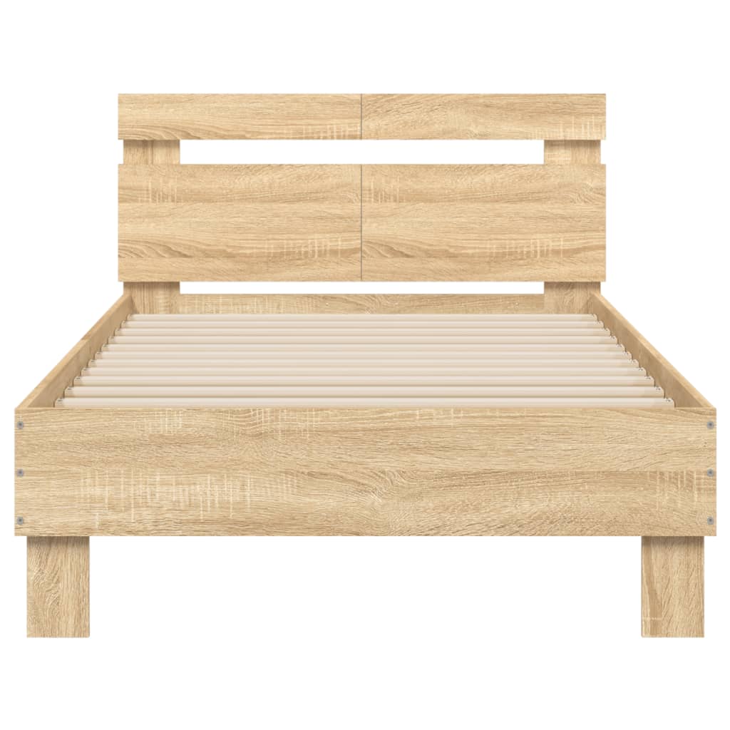 Bed Frame with Headboard Sonoma Oak 100x200 cm Engineered wood